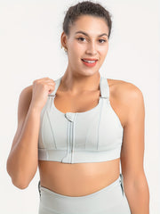 Zip Front Colorblock Sports Bra Plus Size