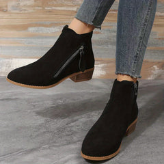 Women's Chunky Heel Chelsea Boots with Side Zipper