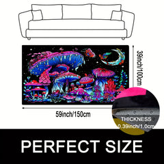 Magic Mushroom UV Light Flannel Rug Large Non Slip Mat for Bedroom Living Room