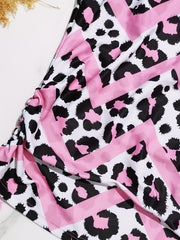 Leopard & Chevron Print Lace-Up Tankini Set