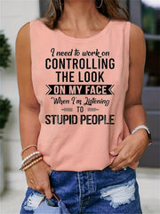 Letter Print Tank Top Crew Neck Casual Top For Summer & Spring Women's Clothing