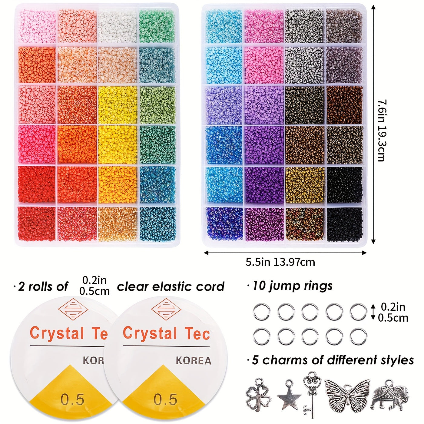 44000pcs 2mm 48 Colors Seed Beads + Storage Boxes for DIY Jewelry Making