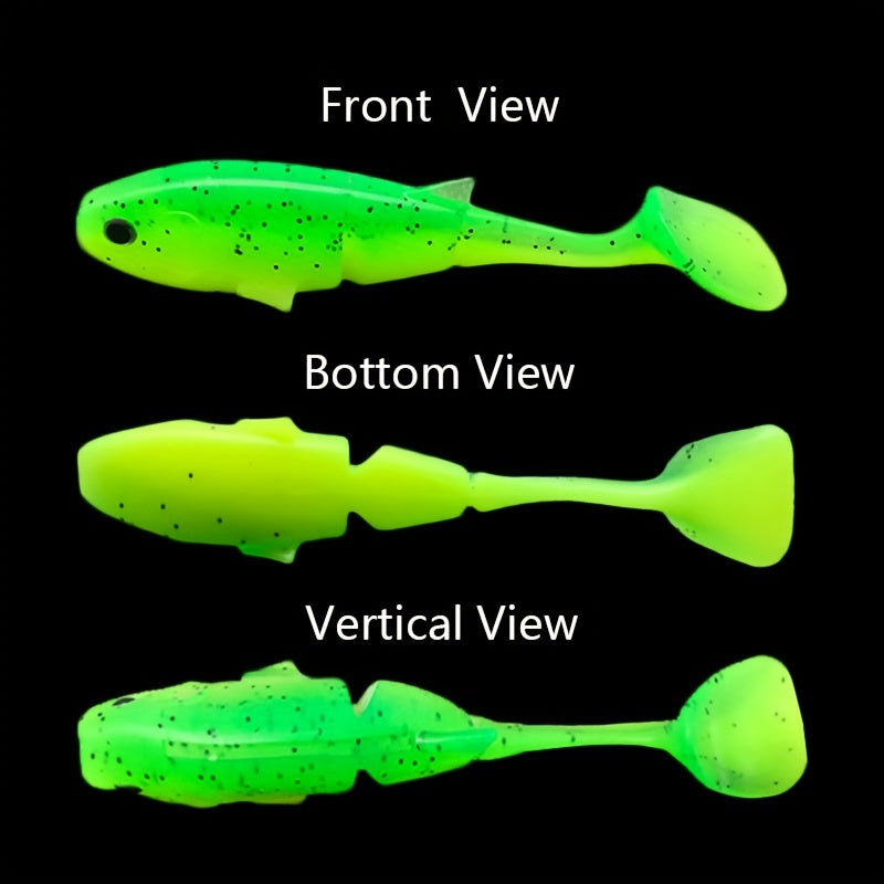 4pcs 6.2in Artificial T Tail Fishing Lures 0.16oz - Soft Wobbler Bait
