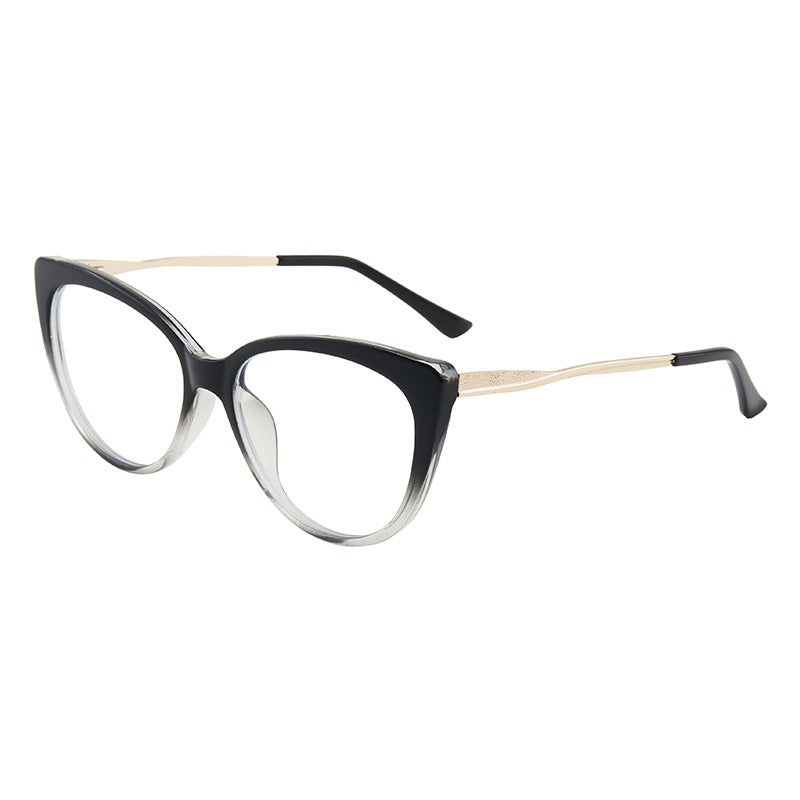 Cat Eye Frame Clear Light Blocking Glasses Stylish Discoloration Glasses