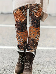 Boho Paisley Print Yoga Pants High Stretch Leggings