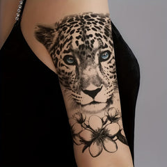 Waterproof Leopard & Flower Temporary Tattoo Sticker
