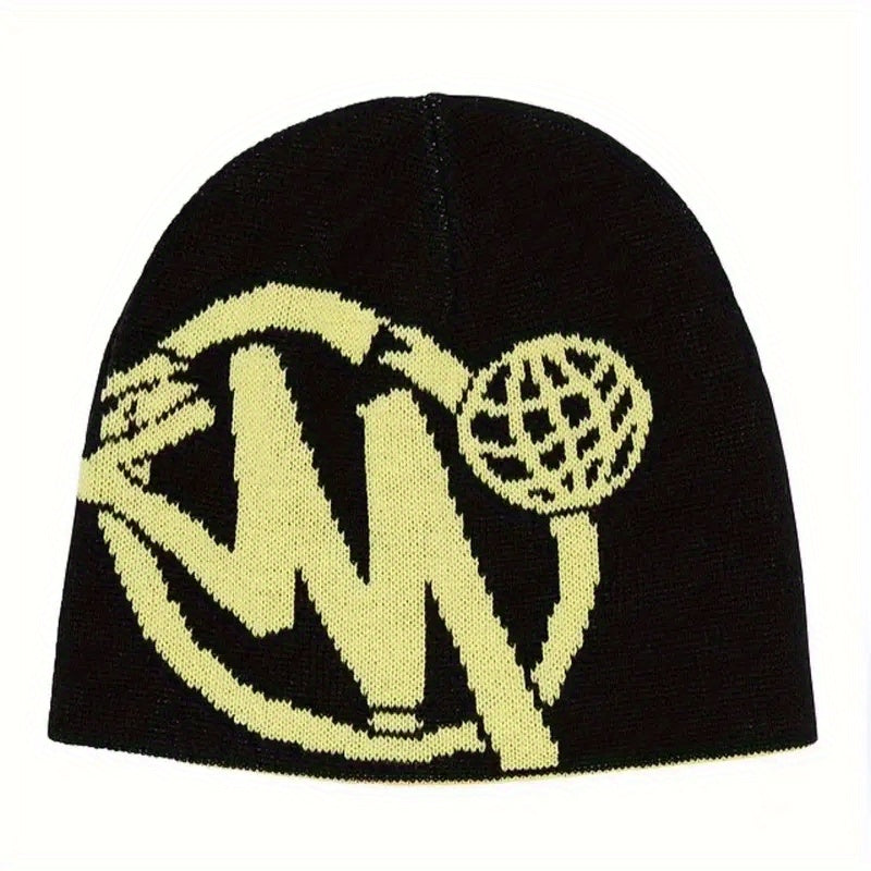 Y2K Jacquard Beanie Hip Hop Elastic Knit Hat Unisex