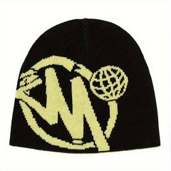 Y2K Jacquard Beanie Hip Hop Elastic Knit Hat Unisex