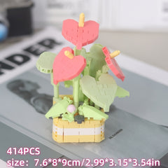 DIY Building Blocks Flower Potted Plant Toy Desktop Decorative Ornament