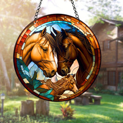 Horse Stained Glass Window Hanging Panel