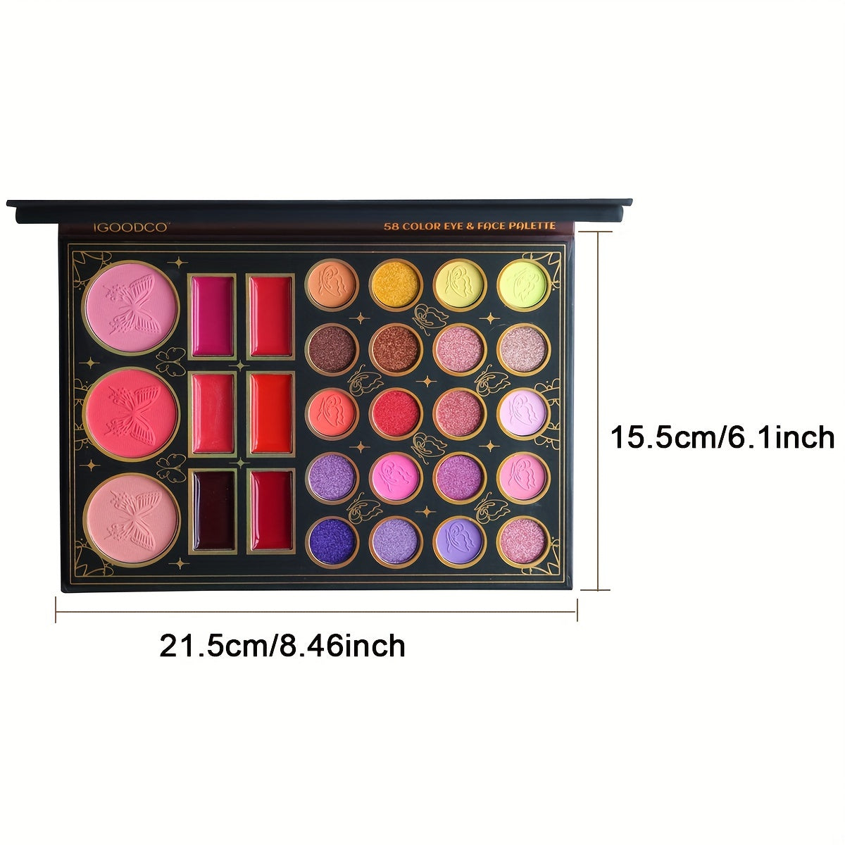58 Colors Eyeshadow Palette Matte Satin Glitter Finish Makeup Set