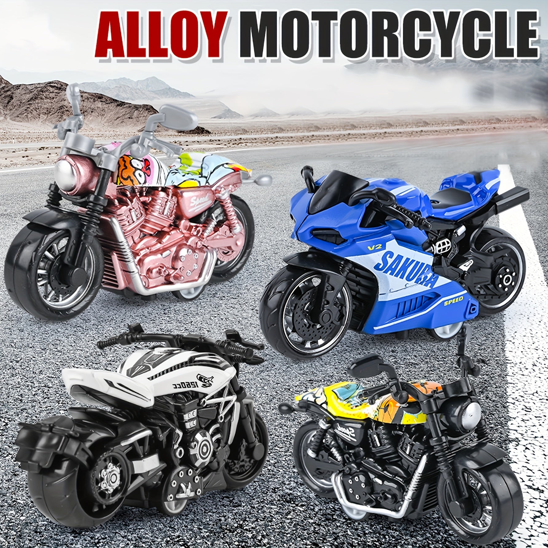 1pc Alloy Pull Back Toy Motorcycle Model Ornament