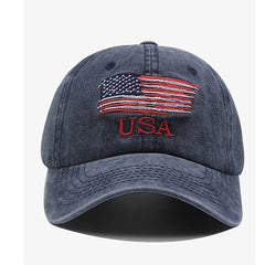 Vintage American Flag Embroidered Baseball Cap Adjustable Trucker Cap