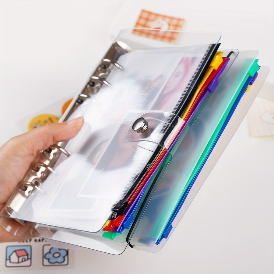 12pcs A6 6 Hole Binder Pockets Waterproof PVC Zipper Binder Pouches