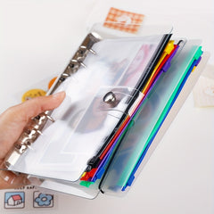 12pcs A6 6 Hole Binder Pockets Waterproof PVC Zipper Binder Pouches