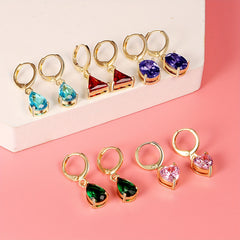 Crystal Pendant Drop Earrings For Women Engagement Wedding