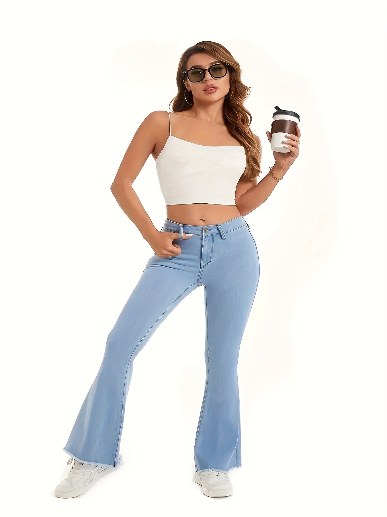 Sexy Jeans Women's Plus High Rise High Stretch Skinny Flared Leg Jeans