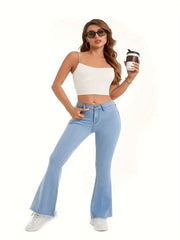 Sexy Jeans Women's Plus High Rise High Stretch Skinny Flared Leg Jeans