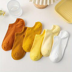6 Pairs Solid Ankle Socks for Women Casual & Comfy Low Cut Stockings