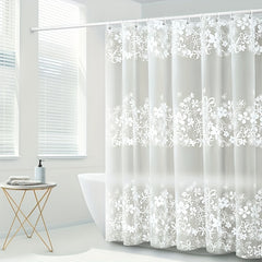 Frosted Flower Shower Curtain PEVA Lining Waterproof Durable