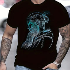 Old Man Pattern Print Men's Short Sleeve Graphic Tee