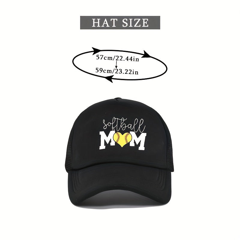 Softball Mom Trucker Hat Mesh Baseball Cap Sunshade Dad Hats