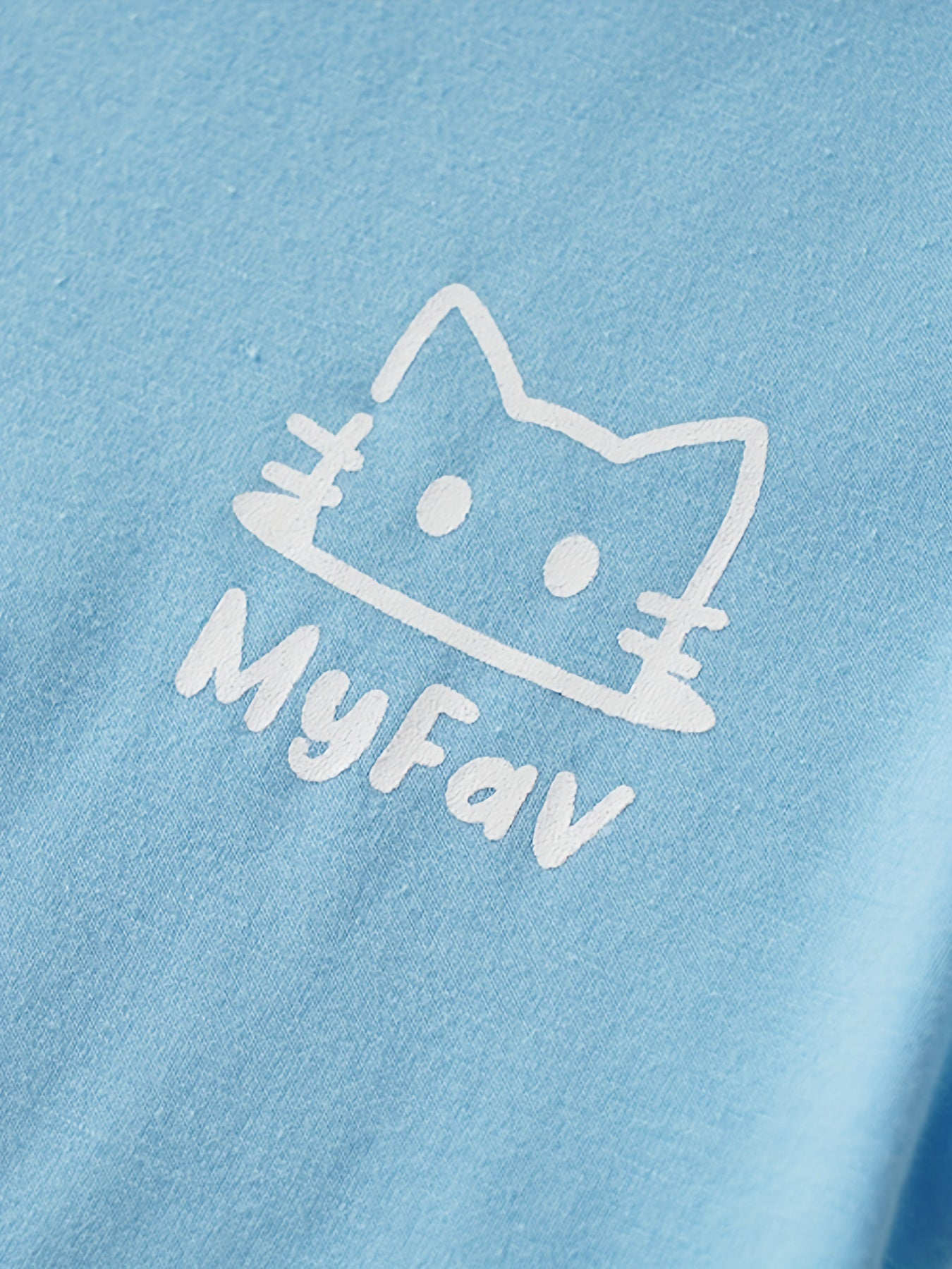 Kid's 2pcs Cat Cartoon PJ Set MY FAV Print Loungewear