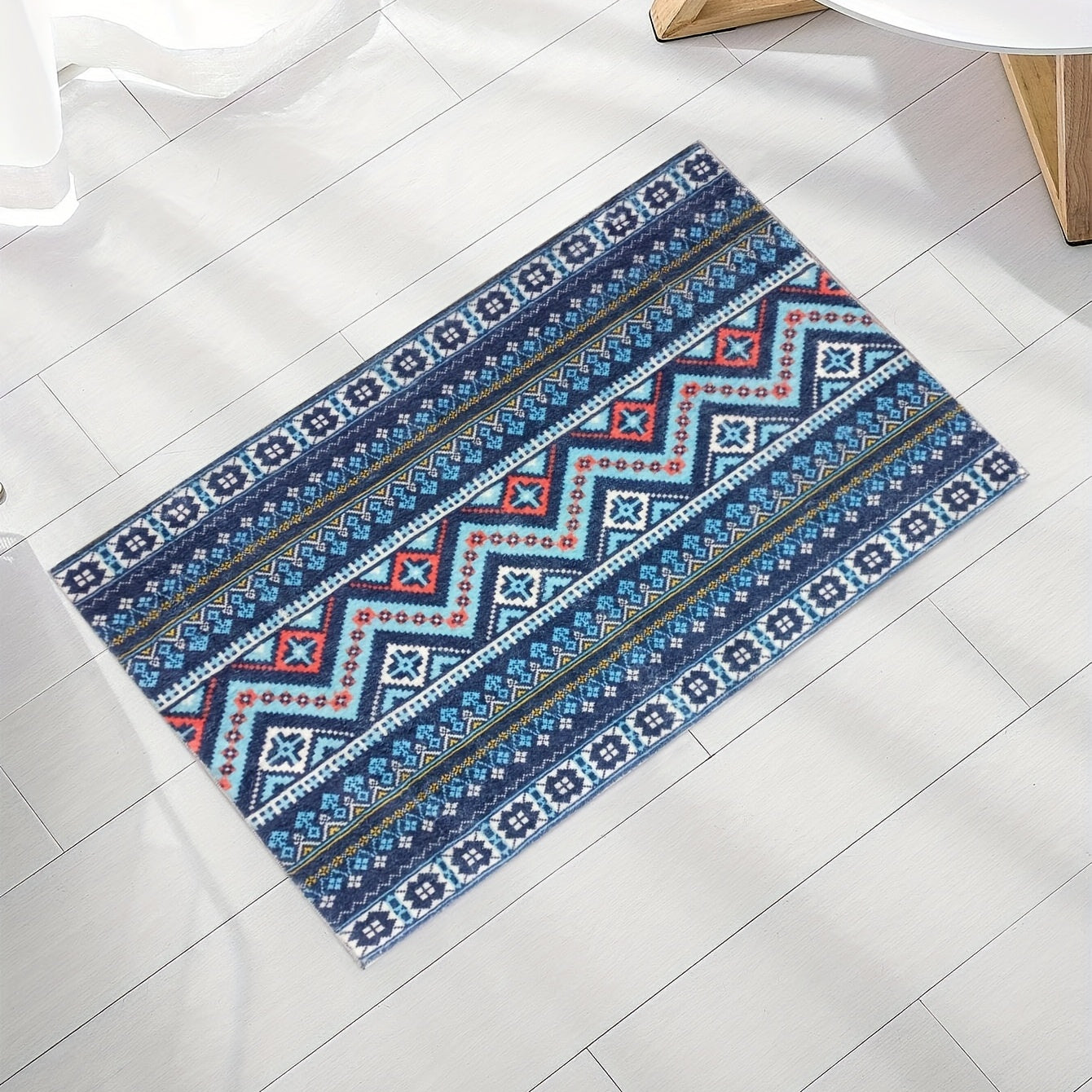 Soft Geometric Fluffy Area Rugs Absorbent Bath Mat with Anti-Slip Backing