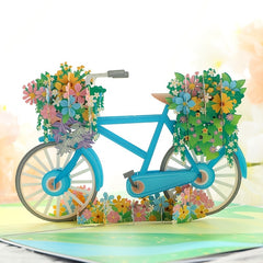 Vintage Bicycle Flower 3D Pop Up Card for Thanksgiving Mother's Birthday