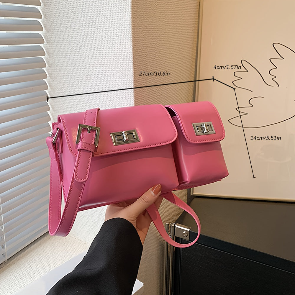 Y2K Style Crossbody Bag Double Pockets Purse Women Niche Buckle Shoulder Bag