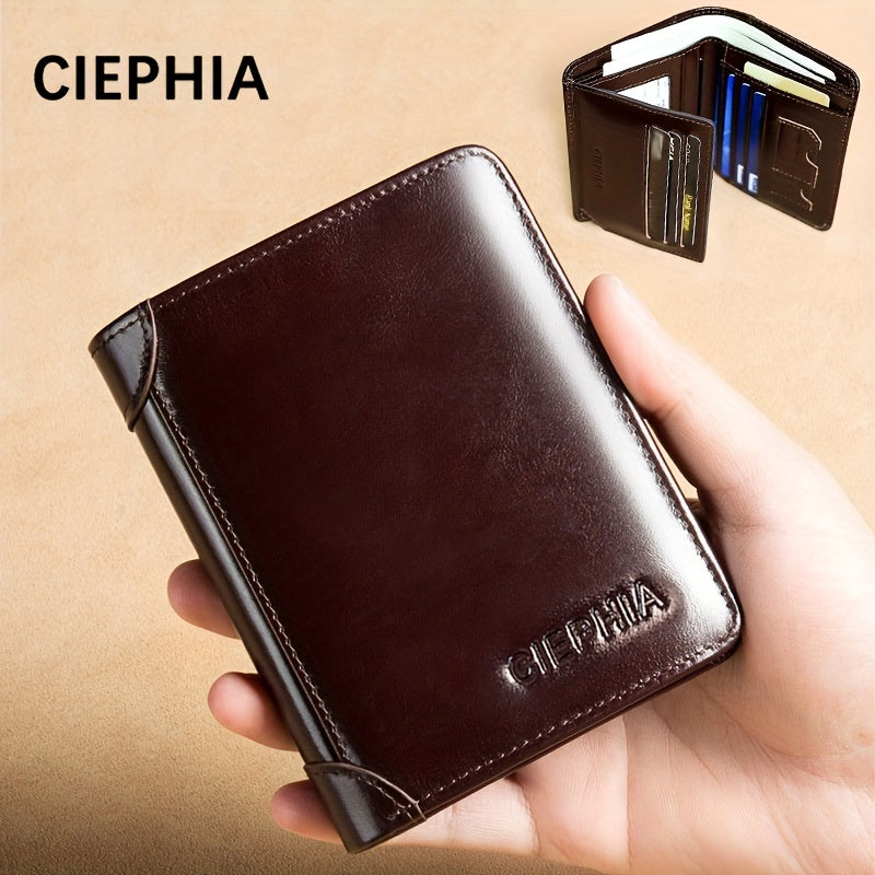 RFID Anti-theft Leather Wallet Trifold Slim Short Wallet