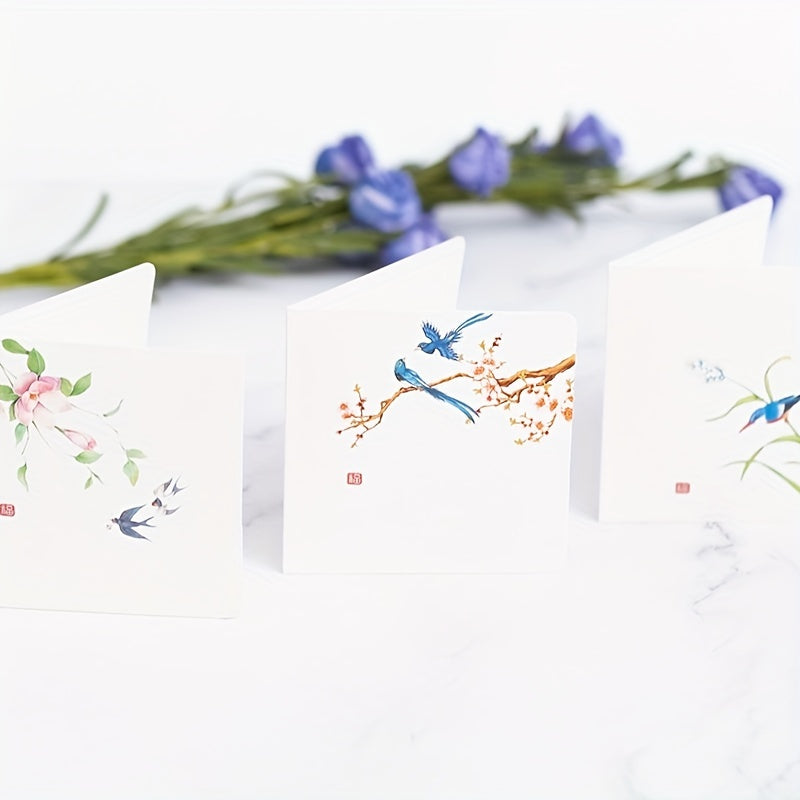 Chinese Style Flower And Bird Greeting Card Thank You Blessing