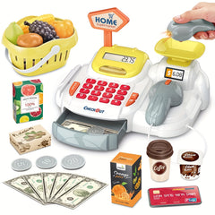 Kids Grocery Store Cash Register Toy Set with Fruit Vending Machine