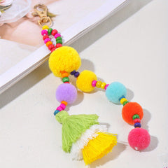 Plush Ball Keychain Pendant with Tassel Bag Ornament