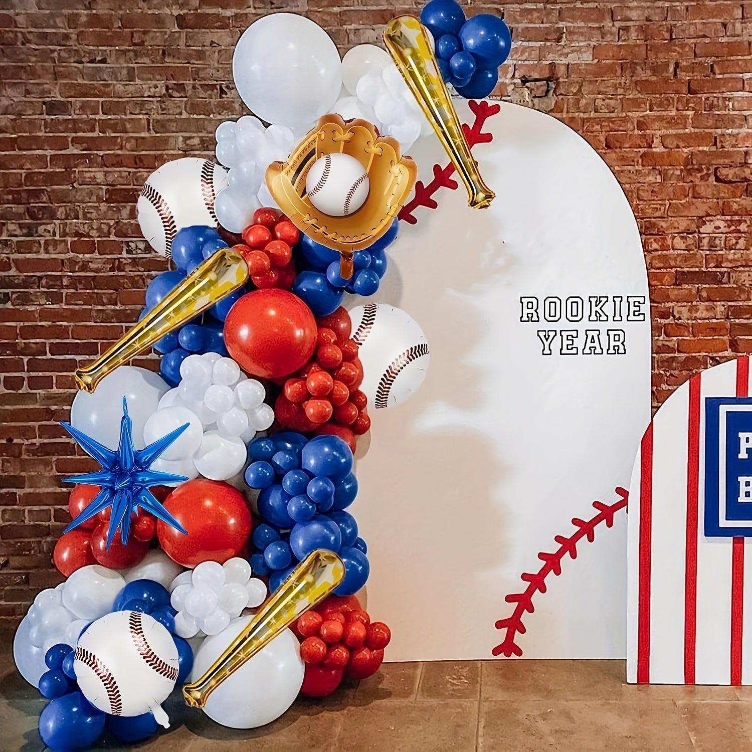 123pcs Baseball Balloon Toy Set Red Latex Balloon Chain Themed Decoration