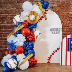 123pcs Baseball Balloon Toy Set Red Latex Balloon Chain Themed Decoration