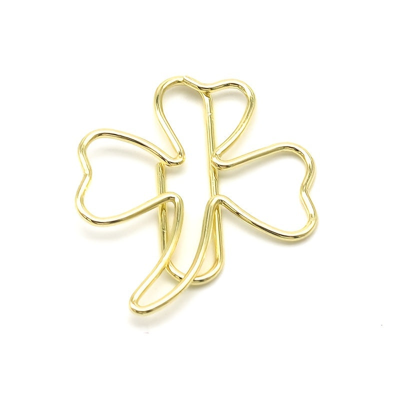 20pcs Clover shaped Pins Metal Office Supplies Golden Paper Clips Rose Style