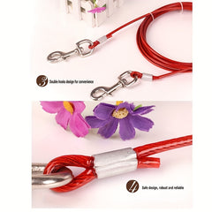 Durable Dog Tie Out Cable with Double Hooks - Steel Wire Dog Leash Cable
