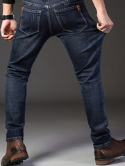 Classic Semi-Formal Stretch Denim Pants Men's Casual Business