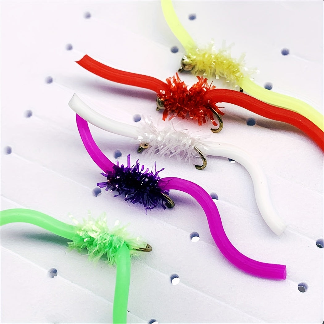 10pcs Squirmy Wormy Fly Trout Fishing Lures with Brass Bead