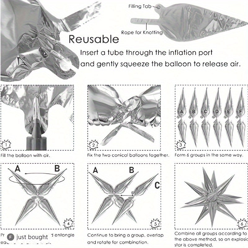 24pcs Water Drop Star Aluminum Balloon Halloween Christmas Party Decoration
