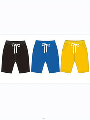 3pcs Boys Solid Cotton Shorts Quick drying Drawstring Shorts