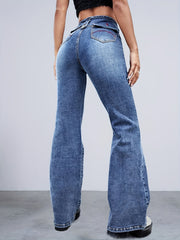 High Waist Flared Jeans Bell Bottom High Rise Wide Legs High Stretch Denim Pants