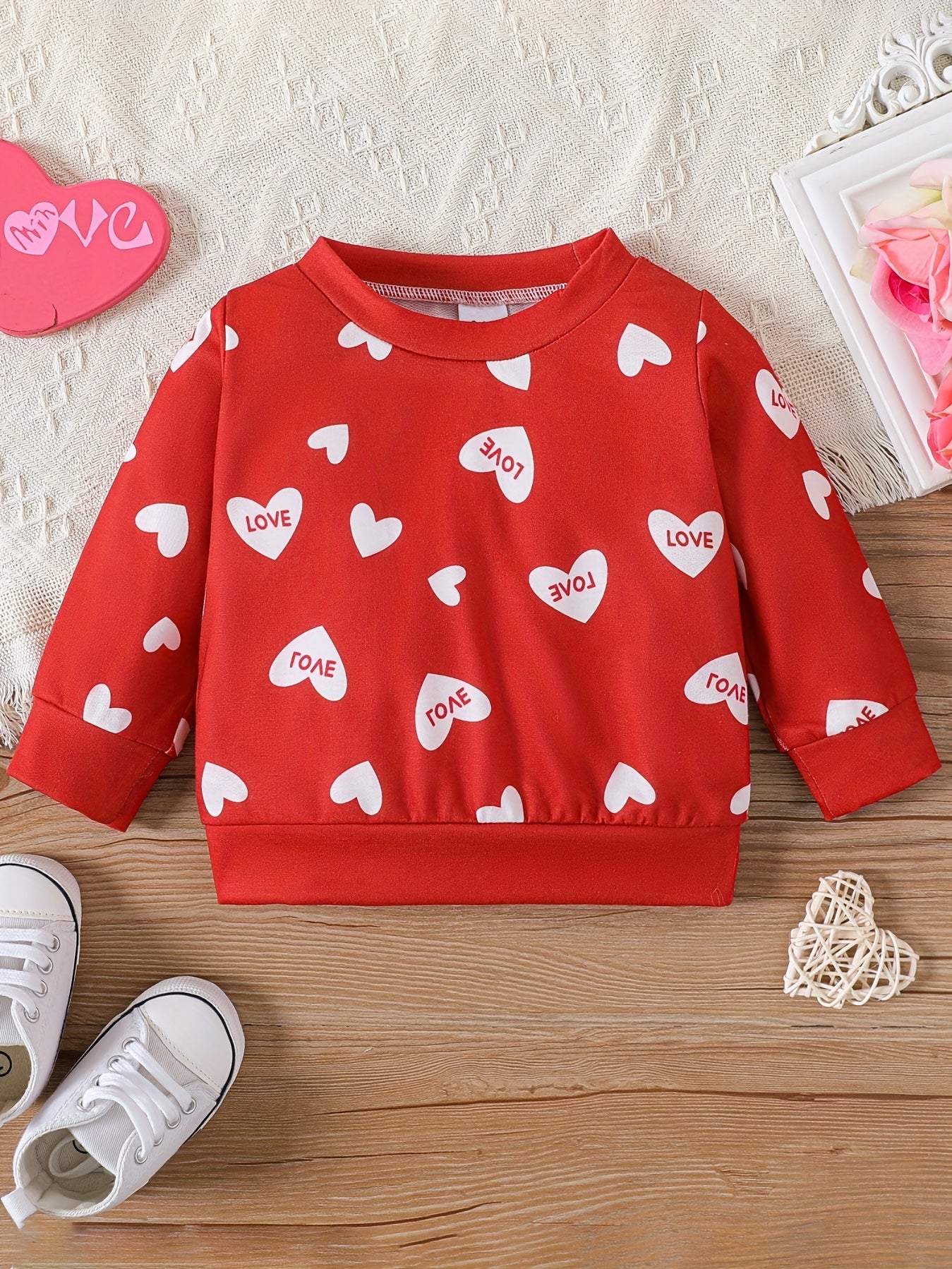 Baby Girl Love Print Pullover Sweater Long Sleeve Christmas Blouse