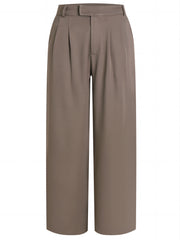 High Waist Pleated Tailored Pants Long Length Work Office Pants