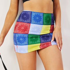 Patchwork Split Skirt Sexy Slim Mini Skirt For Summer
