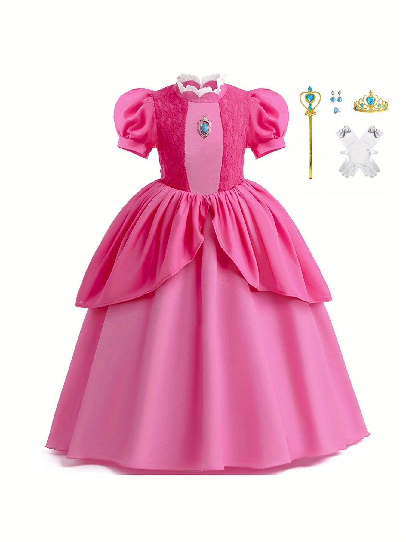Princess Dress With Jewel Puff Sleeves