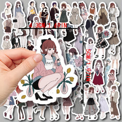 50 Waterproof Cartoon Stickers for Notebooks and Water Bottles