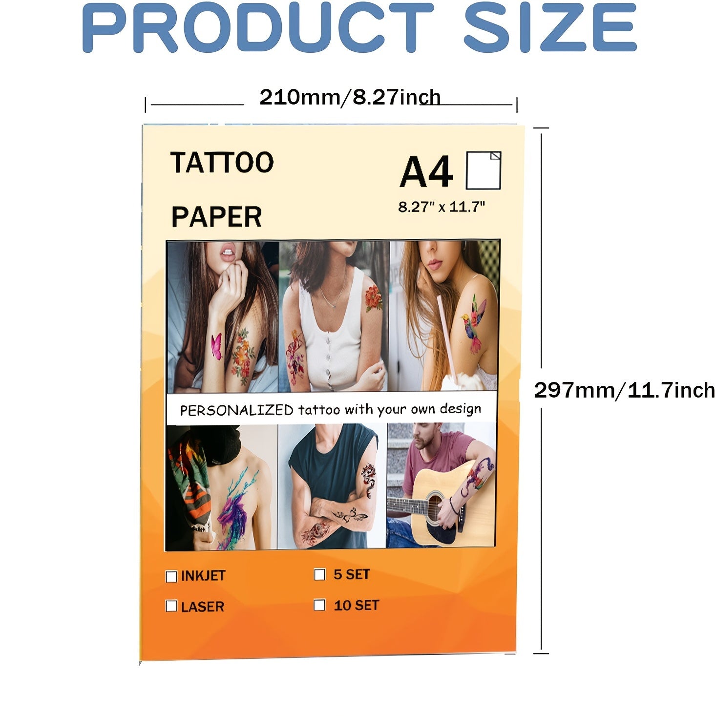 A4 Waterproof Temporary Tattoo Skin Paper For Inkjet/Laser Printers