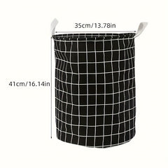 Stylish Plaid Fabric & Linen Dirty Clothes Basket